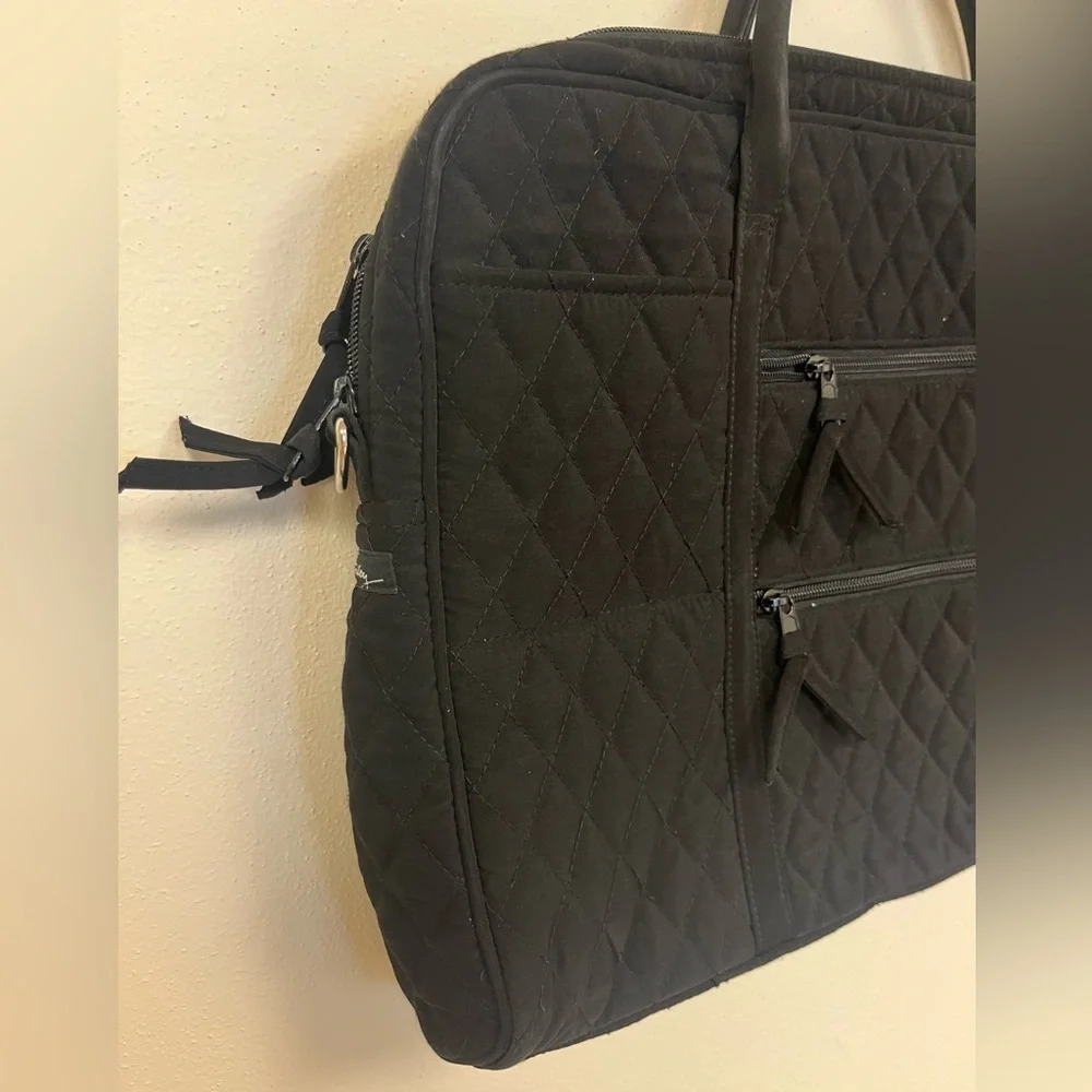 Vera Bradley Quilted Black Laptop Bag Organizer Business Casual Professional
